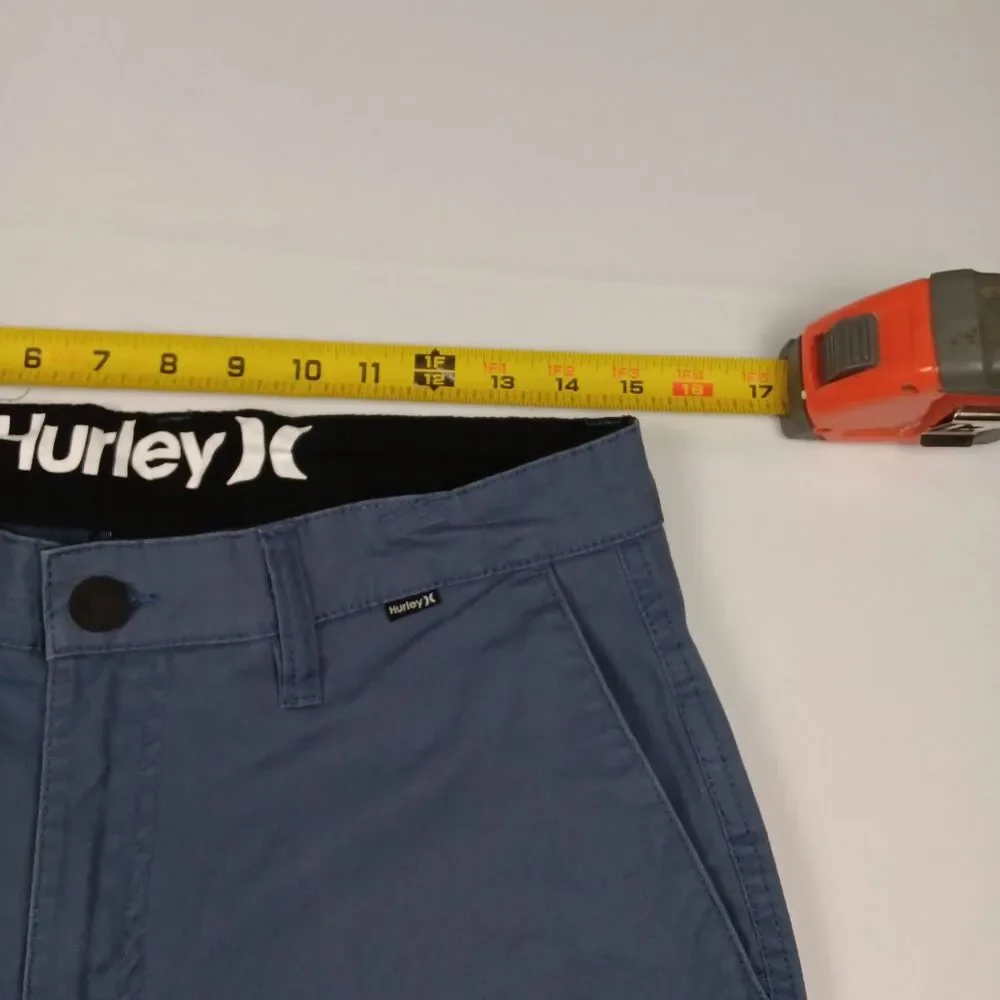 Hurley Mens Size 32 Slate Blue Chino Walk Shorts Flat Front Surf Casual